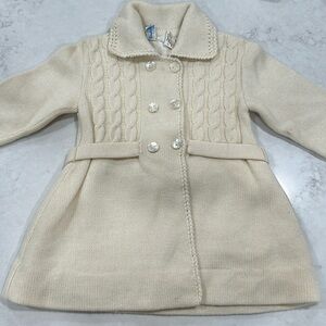 Classic Cable-Knit Cream Double-Breasted Kids Coat - Brand: Unbranded